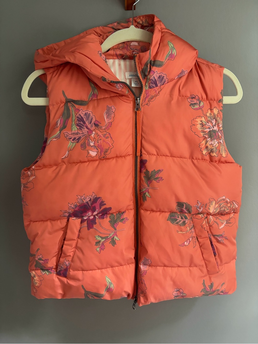 Sundance hooded orange vest Urban Blooms Small EUC - Picture 2 of 8